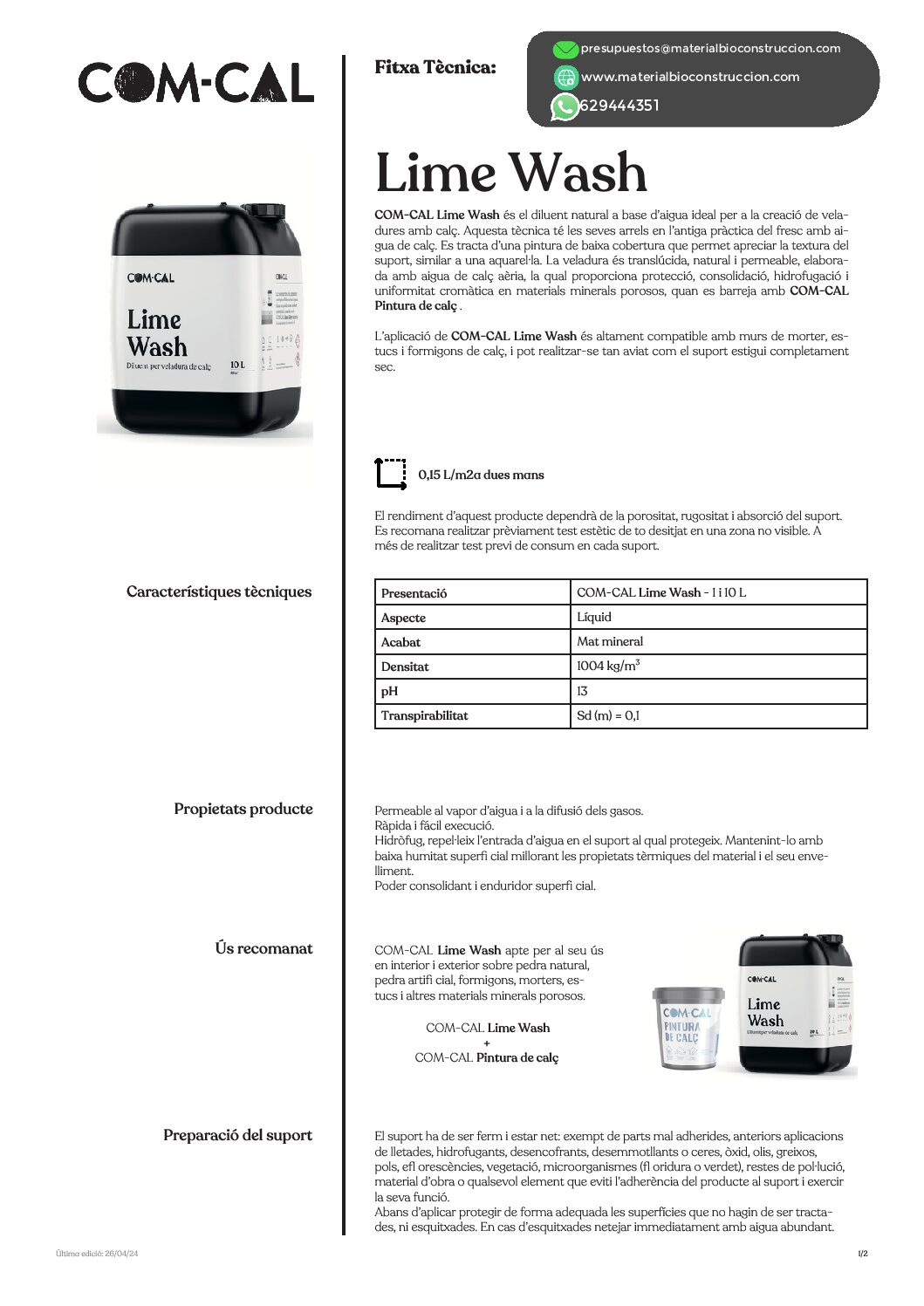 Com Cal Lime Wash 99 Com Cal Lime Wash - Imagen 2