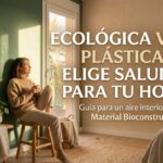 Imagen destacada del blog comparando pintura ecológica y plástica en un salón de bioconstrucción cálido y saludable.