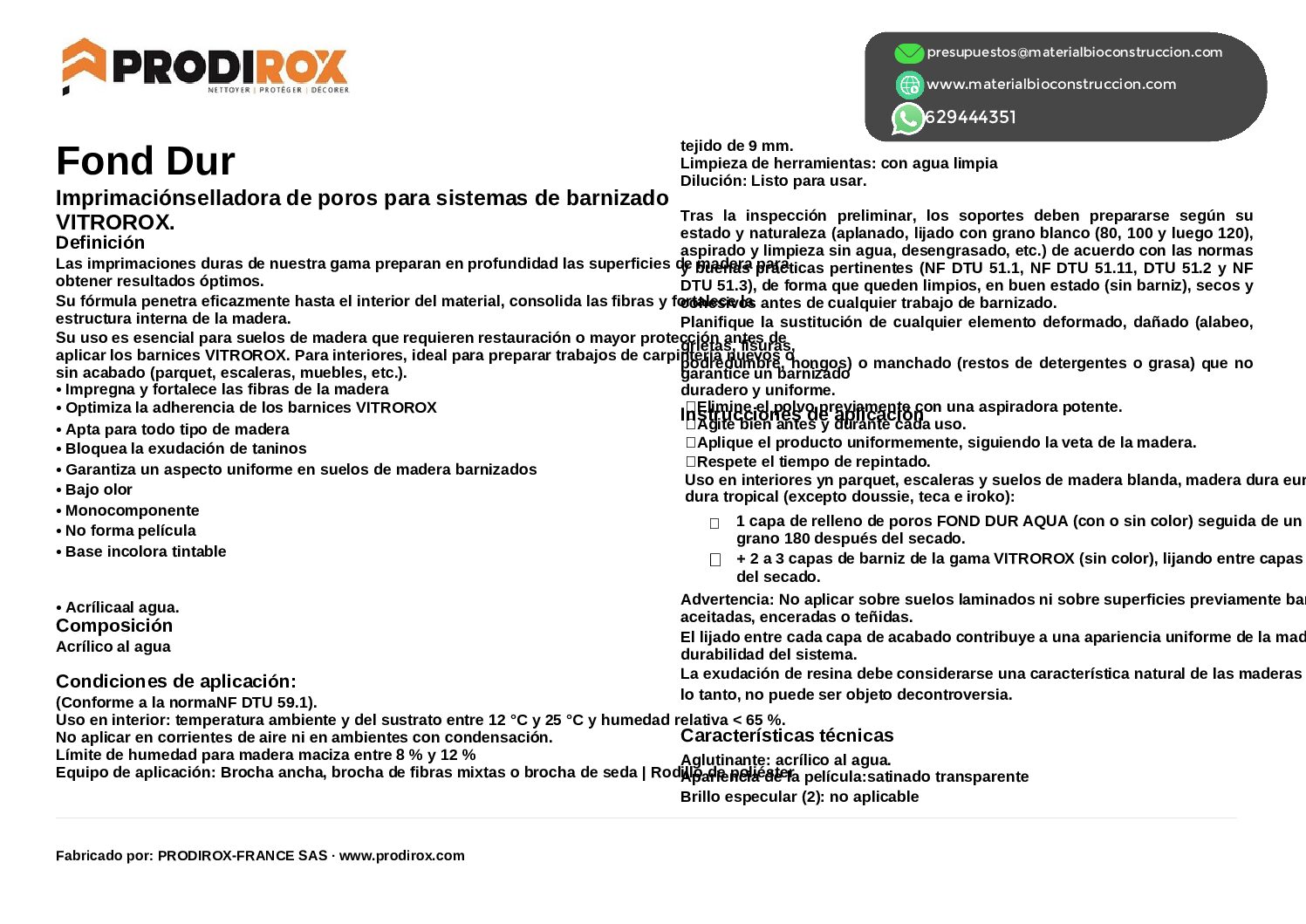 Prodirox FON DUR 93 Prodirox FON DUR - Imagen 2